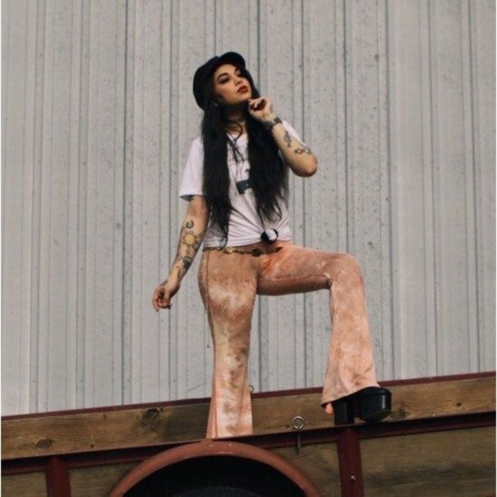 Peach Marble Flare Pants